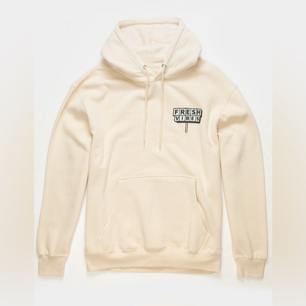 Tilly's Fresh Vibes Brick & Mortar Cream Pull Over Hoodie Sweatshirt Size Medium